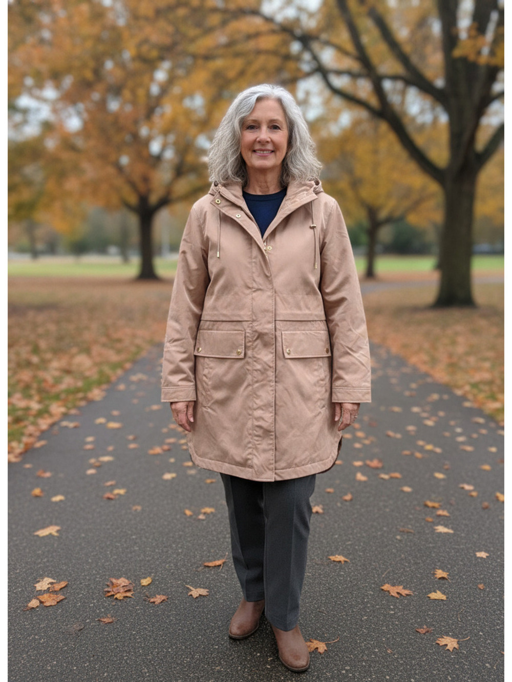 Liz Claiborne Midweight Anorak Caramel Hooded Coat Jacket XL